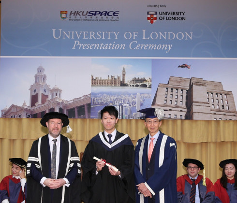 Mr Suen Cheuk Pong, a 2024 Bachelor of Science in Banking and Finance First Class Honours graduate,  received the HKU SPACE Outstanding Academic Achievement Award with distinction.
